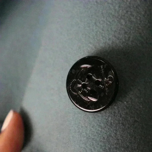 Lands' End 100% Wool Vintage dusty blue Jacket Coat women's 10-12 winter - Picture 8 of 12